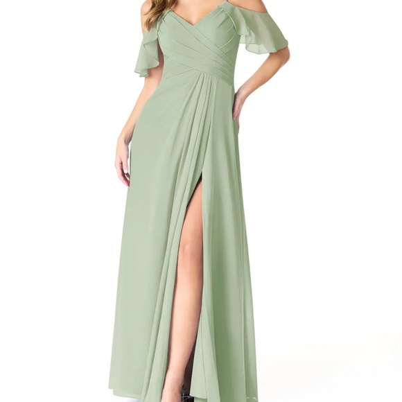 Azazie Dakota Sage Green Dress - Picture 1 of 5